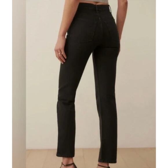 Reformation Cynthia Gold Button High Rise Straight Jeans Size 24 NWT - Picture 3 of 14
